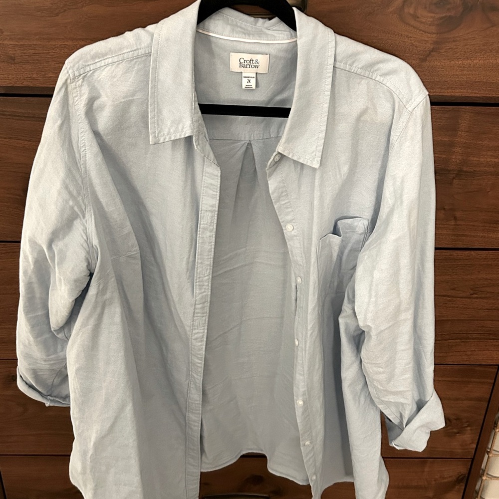 Croft & Barrow plus 2x Oxford button down blouse blue